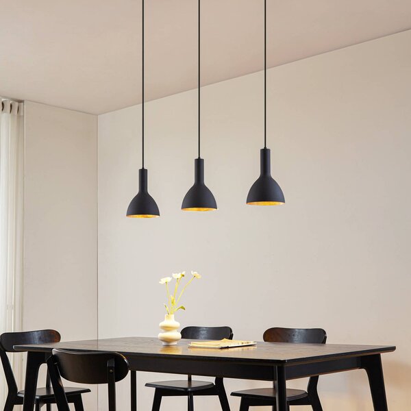 Arcchio závěsné světlo Cosmina, 3 žárovky, délka 90 cm, černé, stmívatelný, Černá, Kuchyň, kov, Moderní