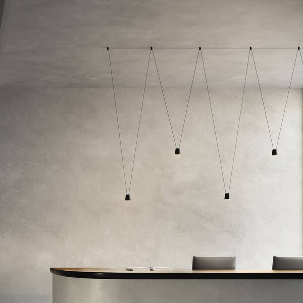Kdln LED designové závěsné světlo Sling, 2700 K, 1-bodové, černé, stmívatelný, Černá, Obývací pokoj / jídelna, Hliník, Design