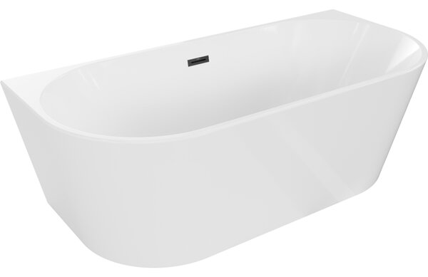 Mexen Oval volně stojící vanová vana u zdi 180 x 80 cm, bílá, černý přepad - 52671808000-70