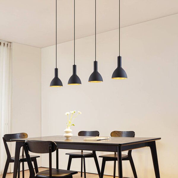 Arcchio závěsné světlo Cosmina, 4 žárovky, délka 120 cm, černé, stmívatelný, Černá, Kuchyň, kov, Moderní