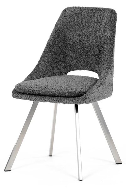 Elegantní šedá jídelní židle RINA s broušenými kovovými nohami (vzorek z prodejny)