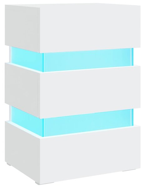 Noční stolek s LED bílý 45 x 35 x 67 cm kompozitní dřevo 326840
