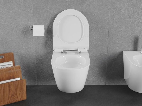Mexen Lena WC mísa Rimless Tornado s pomalu sklopným slim sedátkem, duroplast, bílý lesk - 30224000T