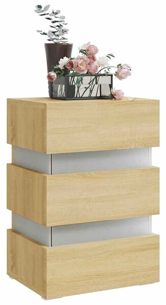 Noční stolek s LED dub sonoma 45 x 35 x 67 cm kompozitní dřevo 326843