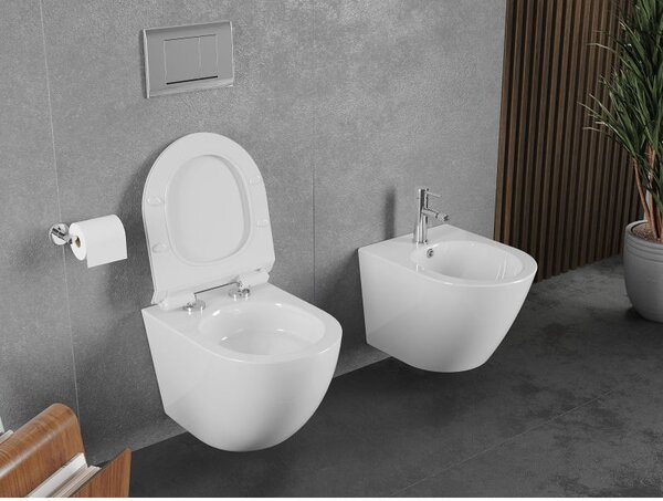 Mexen Lena WC mísa Rimless Tornado s pomalu sklopným slim sedátkem, duroplast, bílý lesk - 30224000T