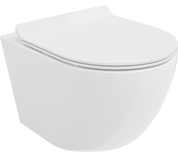 Mexen Lena WC mísa Rimless Tornado s pomalu sklopným slim sedátkem, duroplast, bílý lesk - 30224000T