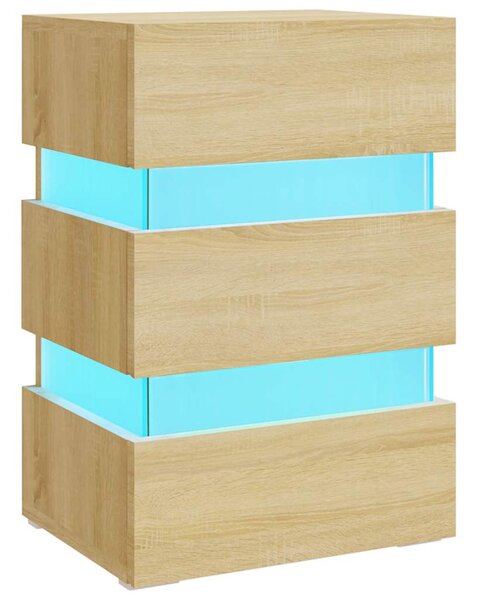 Noční stolek s LED dub sonoma 45 x 35 x 67 cm kompozitní dřevo 326843