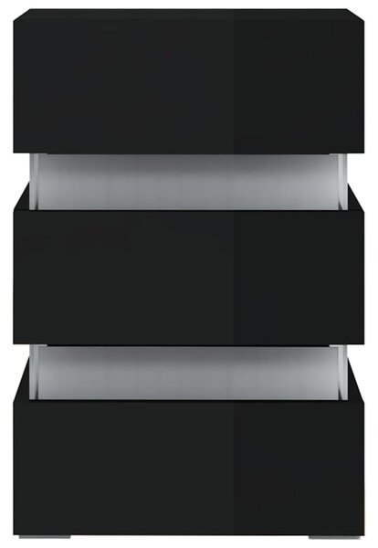 Noční stolek s LED lesklý černý 45x35x67 cm kompozitní dřevo 326847