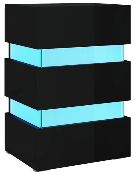 Noční stolek s LED lesklý černý 45x35x67 cm kompozitní dřevo 326847