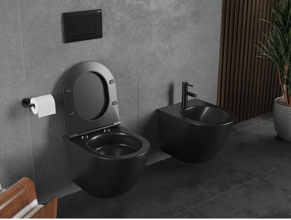 Mexen Lena WC mísa Rimless Tornado se sedátkem soft close slim, duroplast, černý mat - 30221085T