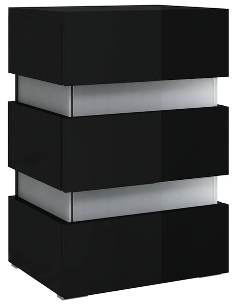 Noční stolek s LED lesklý černý 45x35x67 cm kompozitní dřevo 326847