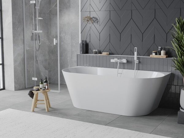 Mexen Oval Slim volně stojící přístěnná vana 170 x 80 cm, bílá, přepad bílý - 52661708000-20