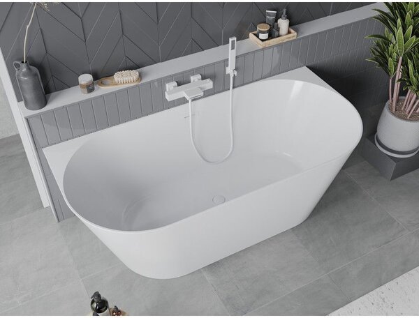 Mexen Oval Slim volně stojící přístěnná vana 170 x 80 cm, bílá, přepad bílý - 52661708000-20