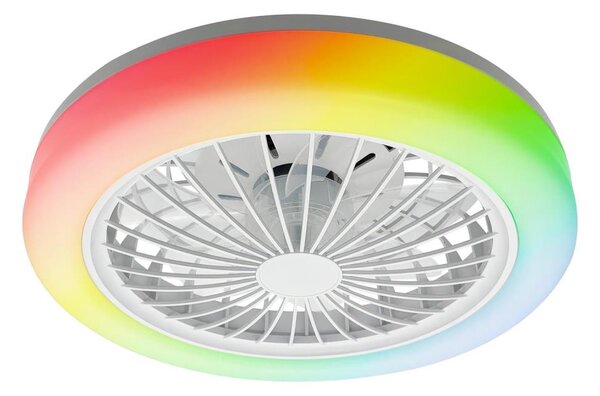 LED RGBW Stmívatelné stropní svítidlo s ventilátorem ZAMBIA LED/24W/230V bílá+DO