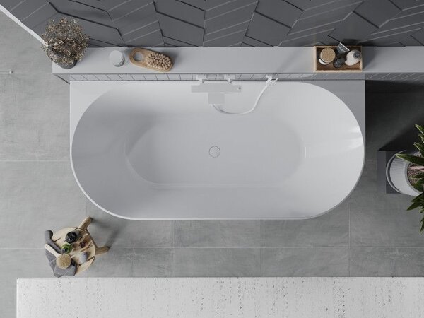 Mexen Oval Slim volně stojící přístěnná vana 170 x 80 cm, bílá, přepad bílý - 52661708000-20