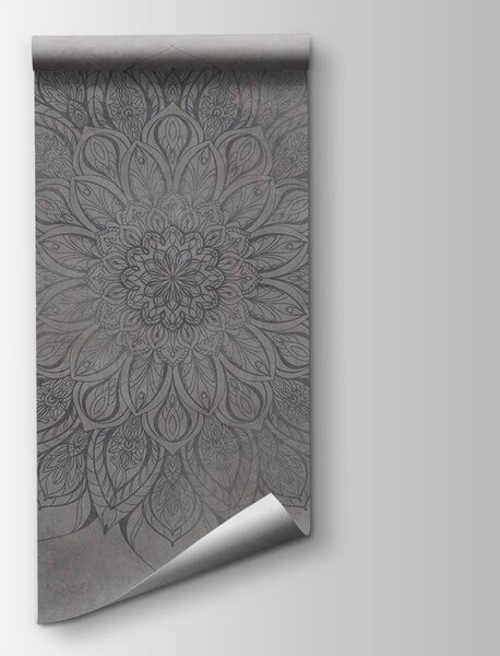 Fototapeta Šedá a černá mandala, Fototapety s pírky, Populární fototapety, t00827v1 - Tapeko.co.cz