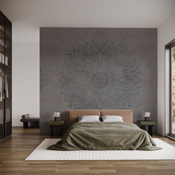 Fototapeta Šedá a černá mandala, Fototapety s pírky, Populární fototapety, t00827v1 - Tapeko.co.cz