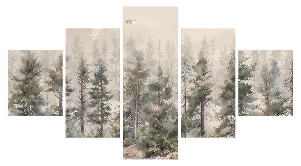 Obraz - Borovicový les I., aquarel (125x70 cm)