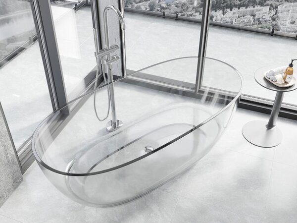 Mexen Pure čirá volně stojící vana transparentní 170 x 80 cm, zátka chrom - 58071708008