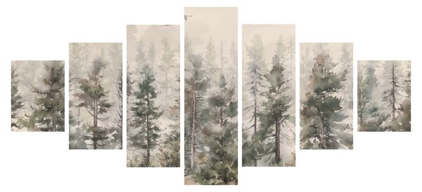 Obraz - Borovicový les I., aquarel (210x100 cm)