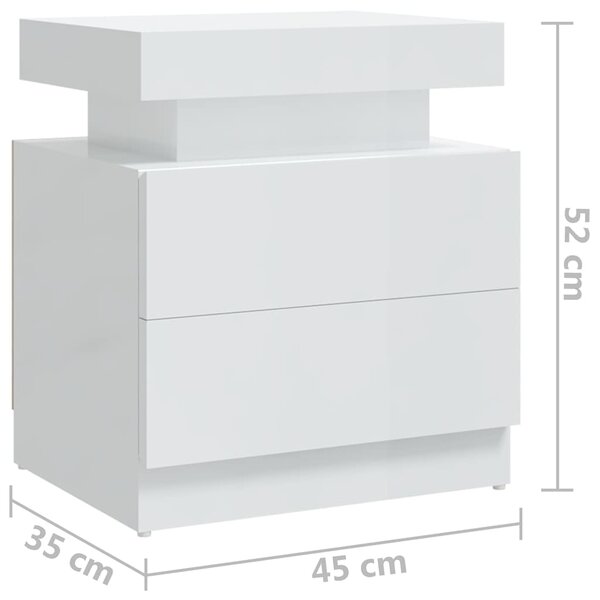 Noční stolek bílý s vysokým leskem 45x35x52 cm kompozitní dřevo 326855