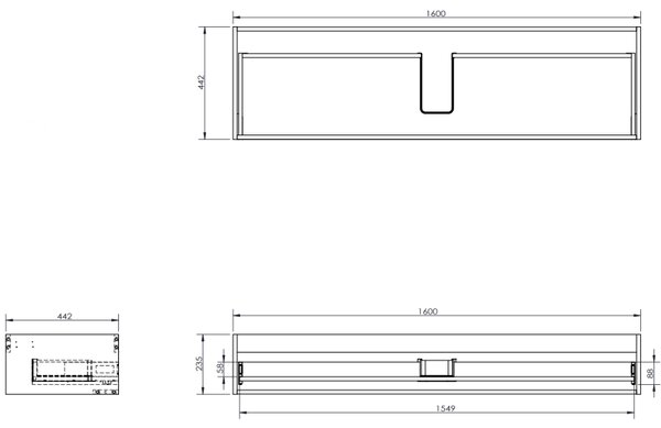 Mexen Orio, koupelnová skříňka 160 cm s umyvadlem Otis, 1 zásuvka, bílá lesklá, 91A10-16023-1-BF00-W18M00