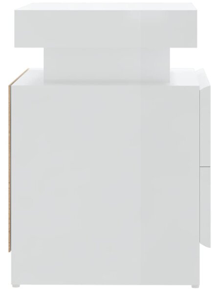 Noční stolek bílý s vysokým leskem 45x35x52 cm kompozitní dřevo 326855
