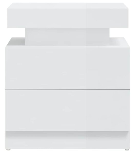 Noční stolek bílý s vysokým leskem 45x35x52 cm kompozitní dřevo 326855
