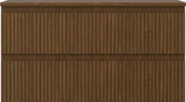 Mexen Rivel koupelnová skříňka pod umyvadlo 90 cm s deskou, 2 zásuvky, drážkovaná, ořech - 91A20-09047-2-BFFC86