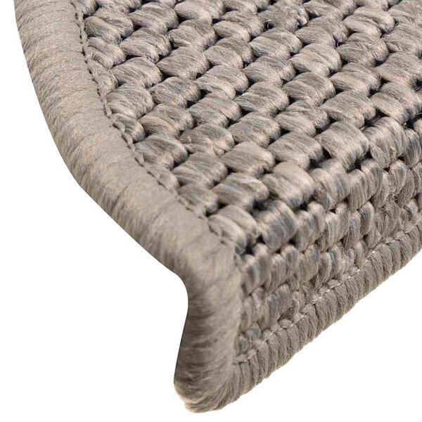Samolepicí nášlapy na schody sisal 15 ks 56x17x3 cm stříbrné 326859
