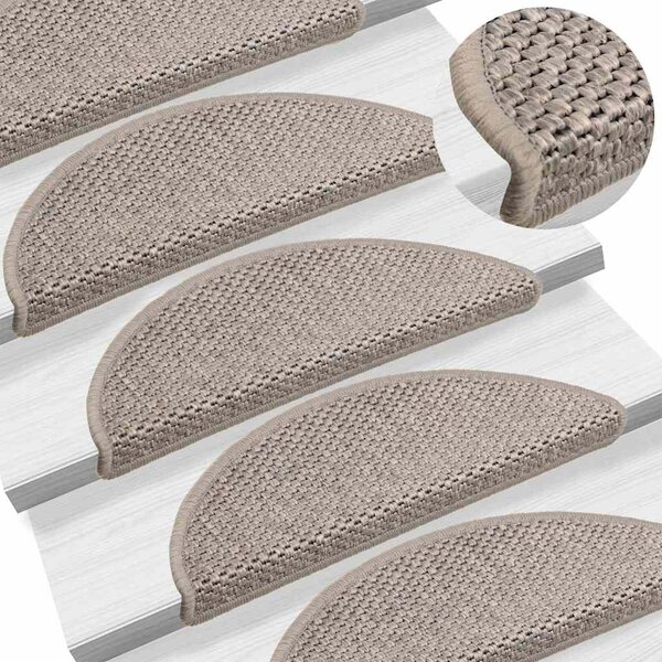 Samolepicí nášlapy na schody sisal 15 ks 56x17x3 cm stříbrné 326859