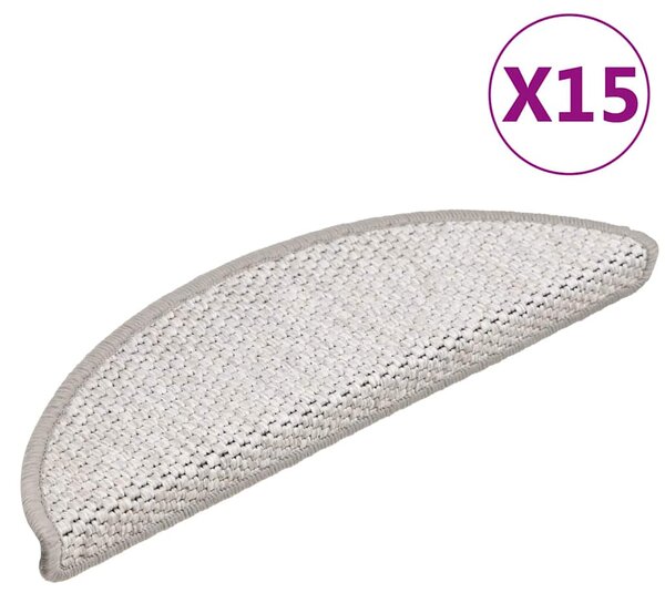 Samolepicí nášlapy na schody sisal 15 ks 56 x 17 x 3 cm platina 326858