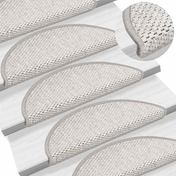 Samolepicí nášlapy na schody sisal 15 ks 56 x 17 x 3 cm platina 326858