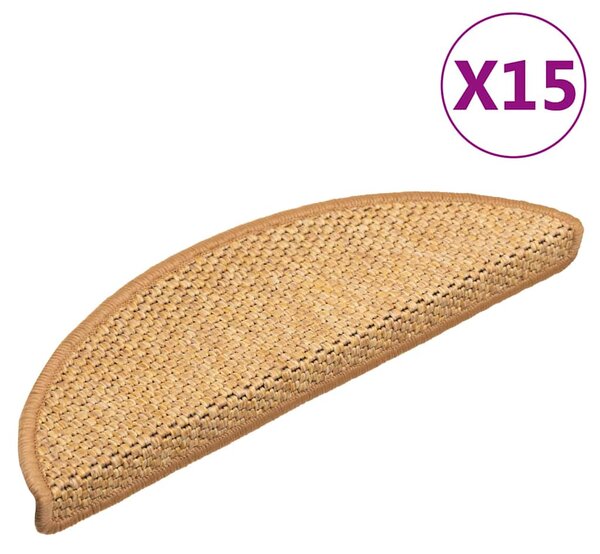 Samolepicí nášlapy na schody vzhled sisal 15 ks 56x17x3cm sisal 326865