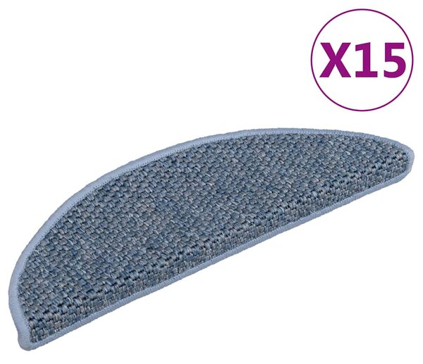 Samolepící nášlapy na schody vzhled sisal 15 ks 56x17x3cm modré 326862