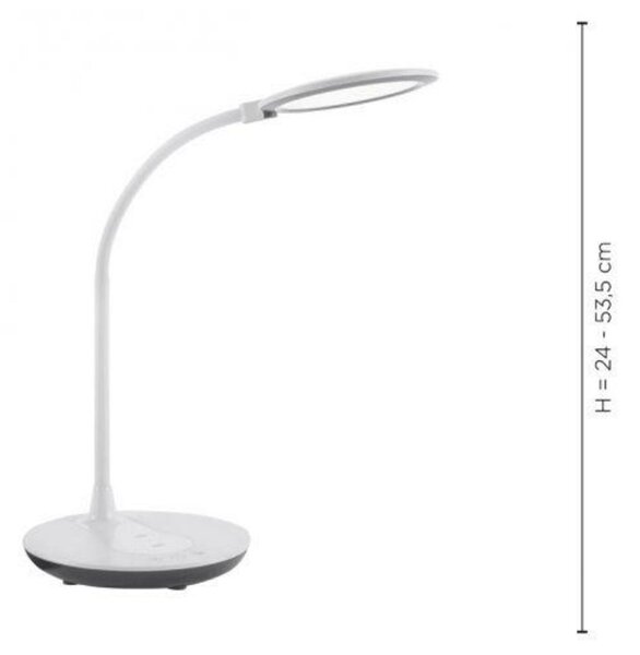 LEUCHTEN DIREKT is JUST LIGHT LED stolní lampa, bílé, stmívatelné, CCT, vč. nabíjení mobilu 3000-5500K