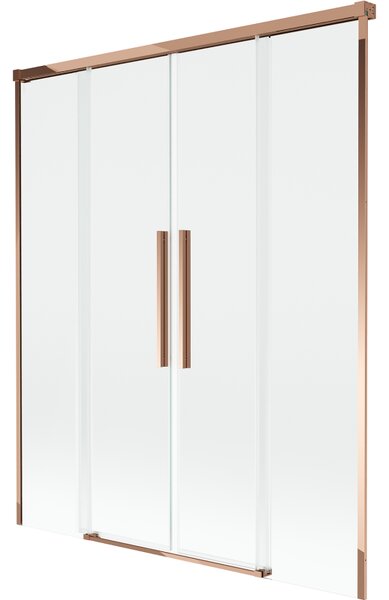 Mexen Rox dvoukřídlová posuvná vanová zástěna 160 x 150 cm, transparentní, růžové zlato - 8C9-160-002-60-00