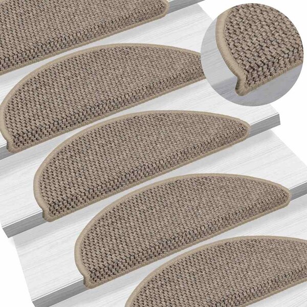 Samolepící nášlapy na schody vzhled sisal 15 ks 56x17x3 cm 326866