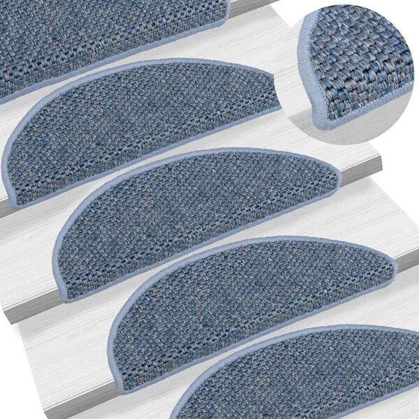 Samolepící nášlapy na schody vzhled sisal 15 ks 56x17x3cm modré 326862
