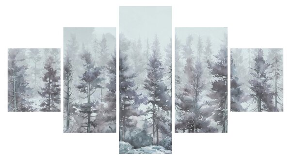 Obraz - Borovicový les II., aquarel (125x70 cm)