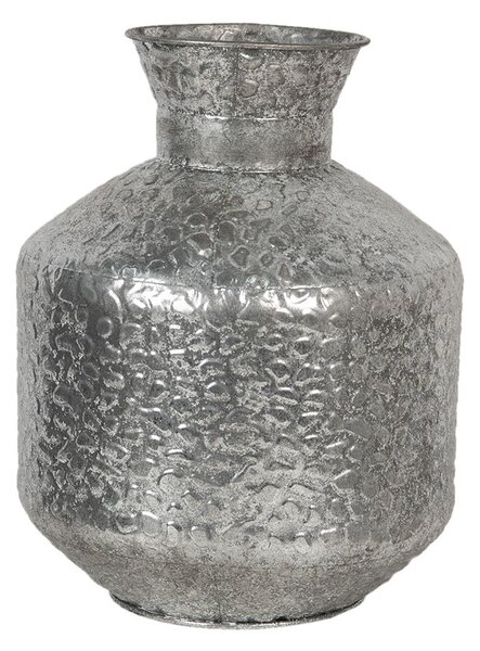 Stříbrná kovová váza s reliéfem Marquite – Ø 26*34 cm - Clayre & Eef