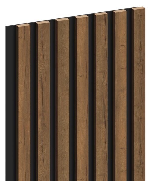 Mexen Lam-B, stěnové lamely 275 × 31,5 cm, HDF deska 4 mm, dub moka, S100-275317-2812-074