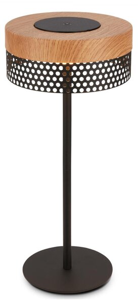 BRILONER Booha stolní lampa - 2,5W, 300lm, bezdrátová, IP44, LED, stmívatelná, teplá bílá, černá/dřevo 7576014