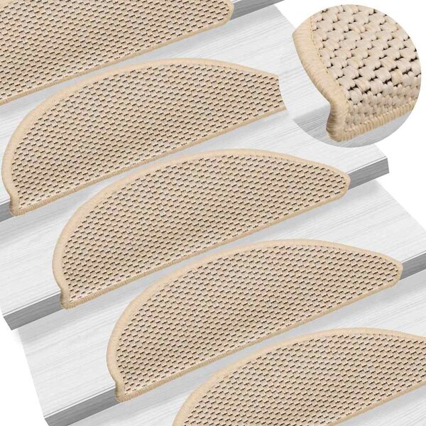 Samolepicí nášlapy na schody sisal 15 ks 56 x 17 x 3 cm berber 326869
