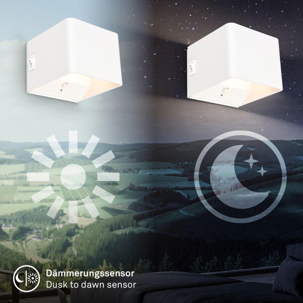 BRILONER Borra nástěnné svítidlo - 1,5W, 100lm, bezdrátové, LED, s pohybovým čidlem, bílé 3879016