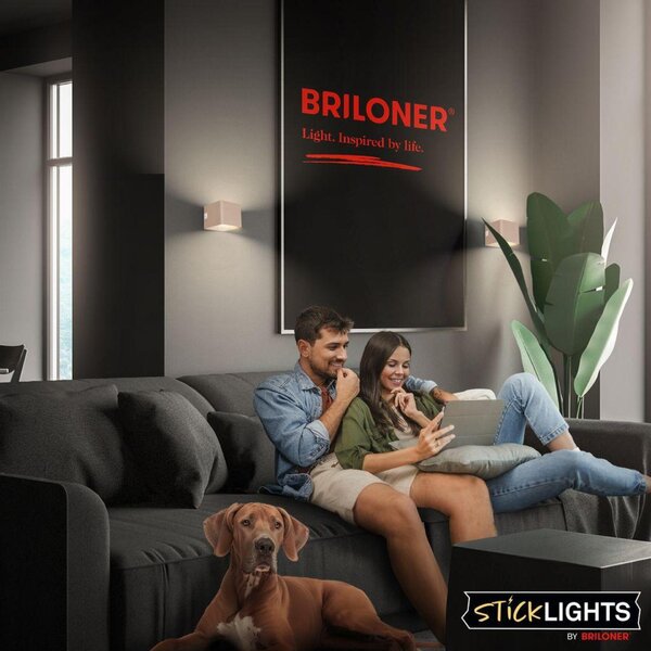 BRILONER Borra nástěnné svítidlo - 1,5W, 100lm, bezdrátové, LED, s pohybovým čidlem, béžové 3879011