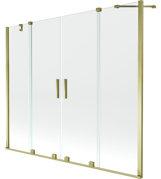 Mexen Velar Duo vanová zástěna 2křídlová posuvná 180 x 150 cm, transparentní, zlatá - 896-180-000-02-50