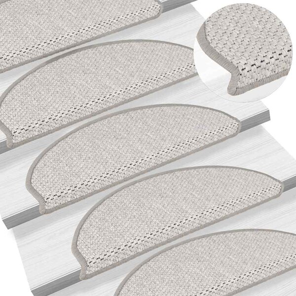 Samolepicí nášlapy na schody sisal 15 ks 65 x 21 x 4 cm platina 326882