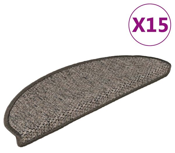 Samolepicí nášlapy na schody sisal 15 ks 65x21x4 cm šedo-béžové 326872