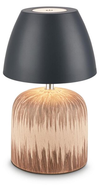 BRILONER Cera stolní lampa - 2,5W, 200lm, bezdrátová, IP44, LED, stmívatelná, teplá bílá, antracit/dřevo 7593014